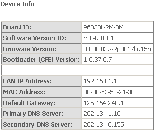 device info mode router